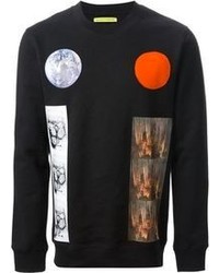 Мужской черный свитер с круглым вырезом с принтом от Raf Simons