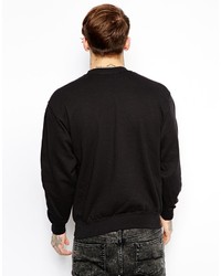 Мужской черный свитер с круглым вырезом с принтом от Reclaimed Vintage
