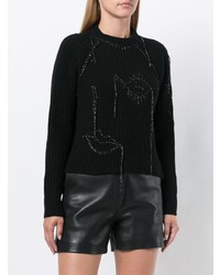 Женский черный свитер с круглым вырезом с принтом от Nude