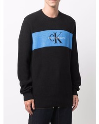 Мужской черный свитер с круглым вырезом с принтом от Calvin Klein Jeans