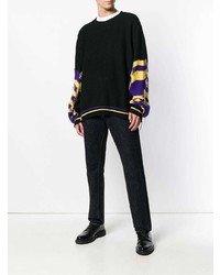 Мужской черный свитер с круглым вырезом с принтом от Riccardo Comi