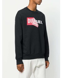 Мужской черный свитер с круглым вырезом с принтом от Diesel