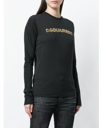 Женский черный свитер с круглым вырезом с принтом от Dsquared2