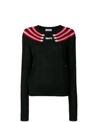 Женский черный свитер с круглым вырезом с принтом от Sonia Rykiel