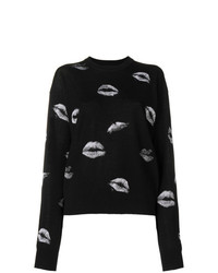 Женский черный свитер с круглым вырезом с принтом от Sonia Rykiel