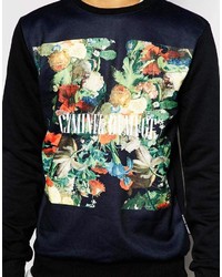 Мужской черный свитер с круглым вырезом с принтом от Criminal Damage