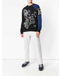 Мужской черный свитер с круглым вырезом с принтом от Iceberg