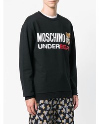 Мужской черный свитер с круглым вырезом с принтом от Moschino