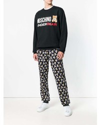 Мужской черный свитер с круглым вырезом с принтом от Moschino