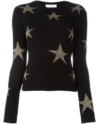 Женский черный свитер с круглым вырезом с принтом от Valentino