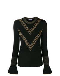 Женский черный свитер с круглым вырезом с принтом от Versace Collection