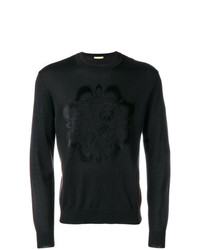 Мужской черный свитер с круглым вырезом с принтом от Versace Jeans