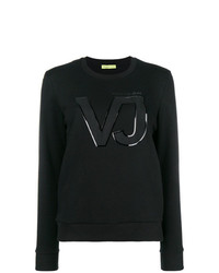 Женский черный свитер с круглым вырезом с принтом от Versace Jeans