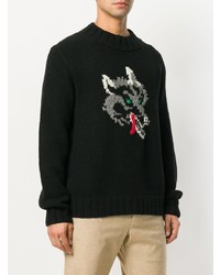 Мужской черный свитер с круглым вырезом с принтом от YMC