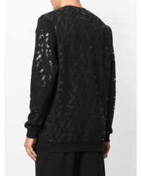 Мужской черный свитер с круглым вырезом с принтом от Versus