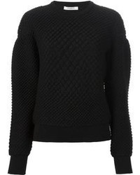 Черный свитер с круглым вырезом с рельефным рисунком