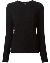 Женский черный свитер с круглым вырезом с рельефным рисунком от Theory