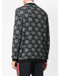 Мужской черный свитер с круглым вырезом с ромбами от Gucci