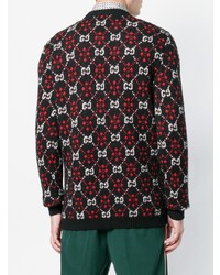 Мужской черный свитер с круглым вырезом с ромбами от Gucci