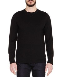 Черный свитер с круглым вырезом с узором "в ёлочку"