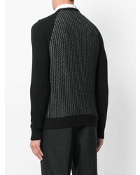 Мужской черный свитер с круглым вырезом с узором "в ёлочку" от Salvatore Ferragamo
