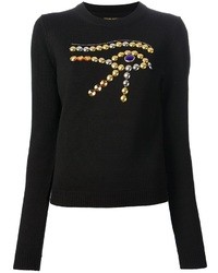 Женский черный свитер с круглым вырезом с украшением от Chloe Sevigny for Opening Ceremony