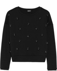 Женский черный свитер с круглым вырезом с украшением от DKNY