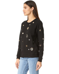 Женский черный свитер с круглым вырезом с украшением от Kenzo