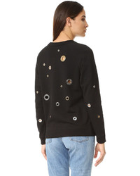 Женский черный свитер с круглым вырезом с украшением от Kenzo