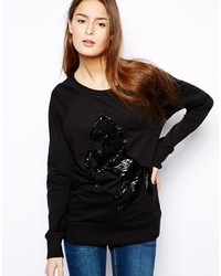 Женский черный свитер с круглым вырезом с украшением от French Connection