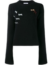 Женский черный свитер с круглым вырезом с украшением от J.W.Anderson