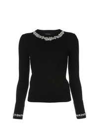 Женский черный свитер с круглым вырезом с украшением от Michael Kors Collection
