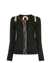 Женский черный свитер с круглым вырезом с украшением от N°21