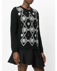 Женский черный свитер с круглым вырезом с украшением от N°21