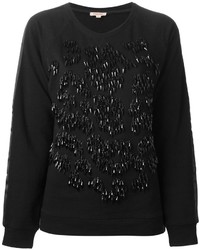 Женский черный свитер с круглым вырезом с украшением от P.A.R.O.S.H.