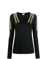 Женский черный свитер с круглым вырезом с украшением от Temperley London
