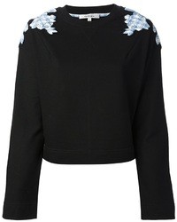 Женский черный свитер с круглым вырезом с цветочным принтом от Carven