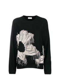 Женский черный свитер с круглым вырезом с цветочным принтом от Christian Wijnants