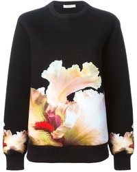 Женский черный свитер с круглым вырезом с цветочным принтом от Givenchy
