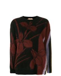 Женский черный свитер с круглым вырезом с цветочным принтом от N°21