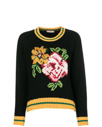 Женский черный свитер с круглым вырезом с цветочным принтом от Twin-Set