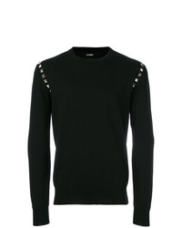 Мужской черный свитер с круглым вырезом с шипами от Les Hommes