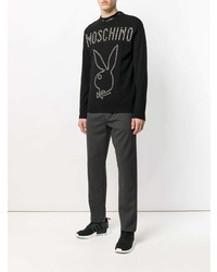 Мужской черный свитер с круглым вырезом с шипами от Moschino