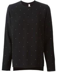 Женский черный свитер с круглым вырезом с шипами от Stella McCartney