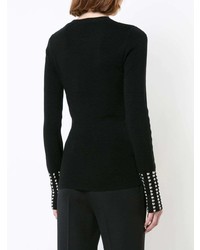 Женский черный свитер с круглым вырезом с шипами от Barbara Bui