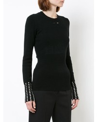 Женский черный свитер с круглым вырезом с шипами от Barbara Bui