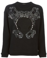 Женский черный свитер с круглым вырезом с шипами от Versace