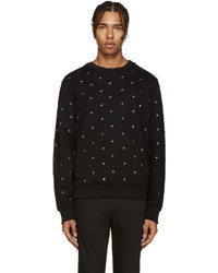 Черный свитер с круглым вырезом со звездами