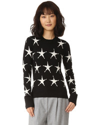 Черный свитер с круглым вырезом со звездами