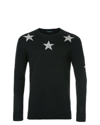 Мужской черный свитер с круглым вырезом со звездами от GUILD PRIME